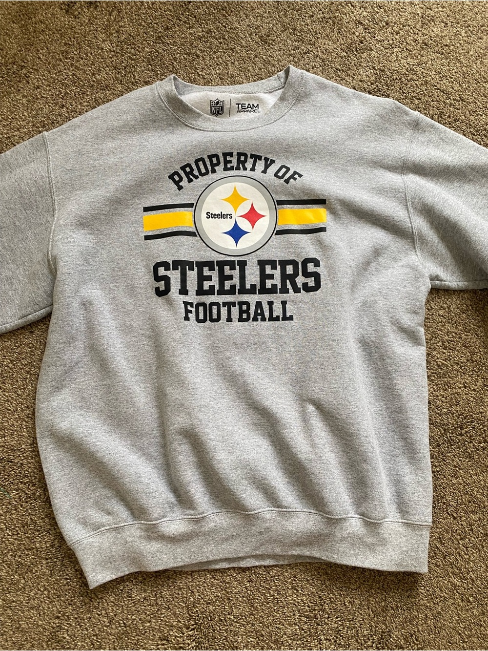 NFL Team Apparel Gray Crewneck with Black Logo Print